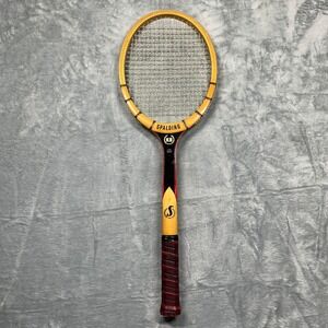 Vintage Spalding KRO BAT Tennis Racquet 27" Brown All White Ash Bow Wood Belgium